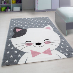 Kinderteppich Kinderzimmer Teppich mit motiven Katze Kids 550 Pink