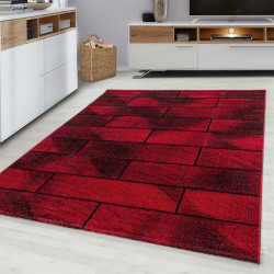 Modern, designer living room rug red