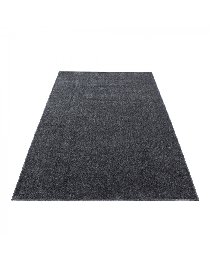 günstig Wohnzimmer Kurzflor Teppich Modern Uni Einfarbig Meliert Grau
