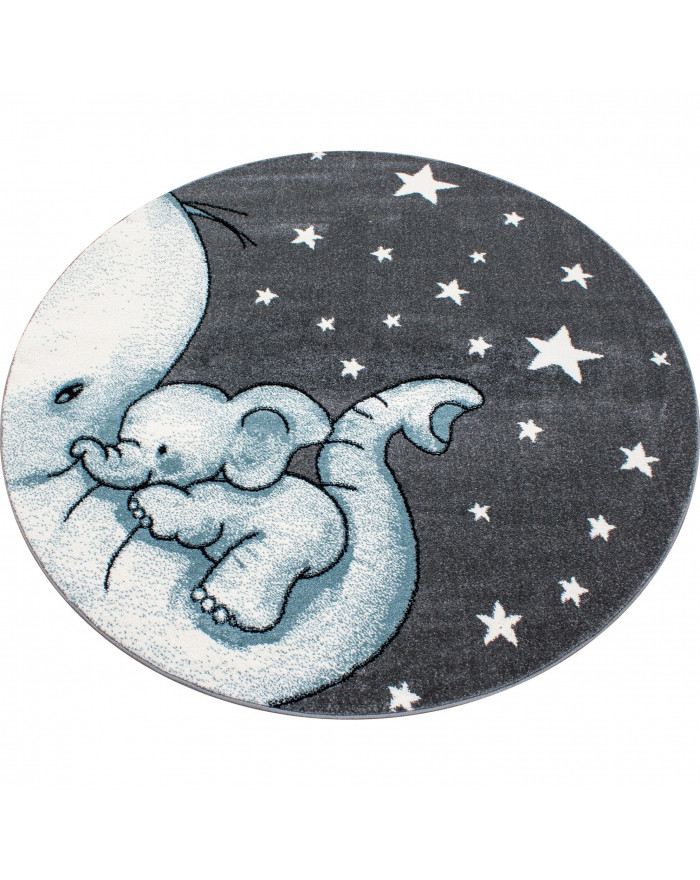 Tappeto per bambini Tappeto per cameretta simpatico elefantino stella  grigio-bianco-blu