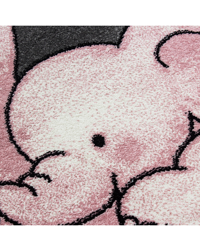 Tappeto per bambini Tappeto per cameretta simpatico elefantino stella  grigio-bianco-rosa