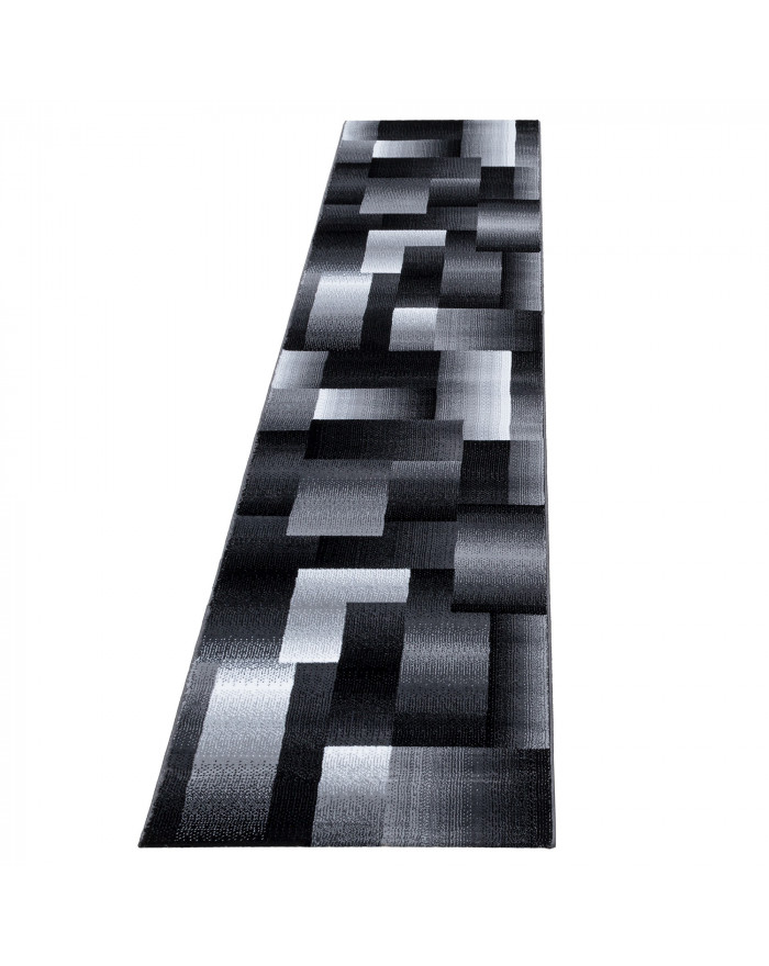 Weiß Design Teppich Modern Muster Kariert Schwarz Kurzflor Grau Abstrakt
