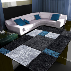 Modern designer contour cut 3D living room rug Hawaii 1330 turquoise